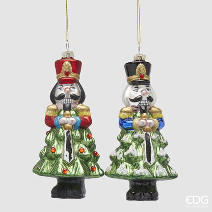 Christmas decoration - 2 nutcracker figures - glass H 6.5"