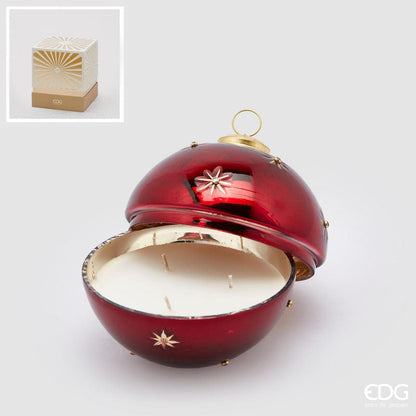 Scented candle in decorative glass ball - golden ring - vanilla scent