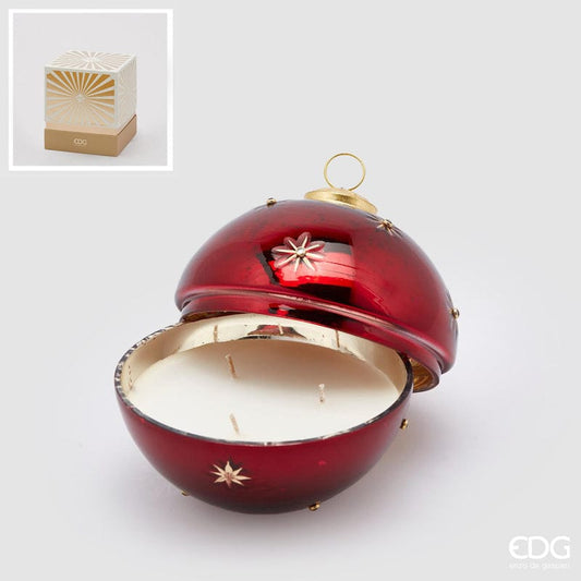 Scented candle in decorative glass ball Ø 3.54" - golden ring - vanilla scent