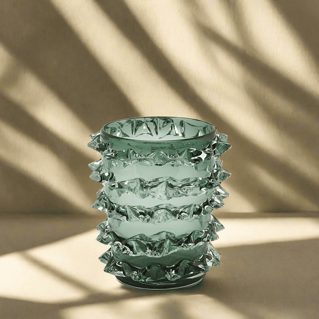 Design vase glass with crystals - height 9,05" Ø 7.87"