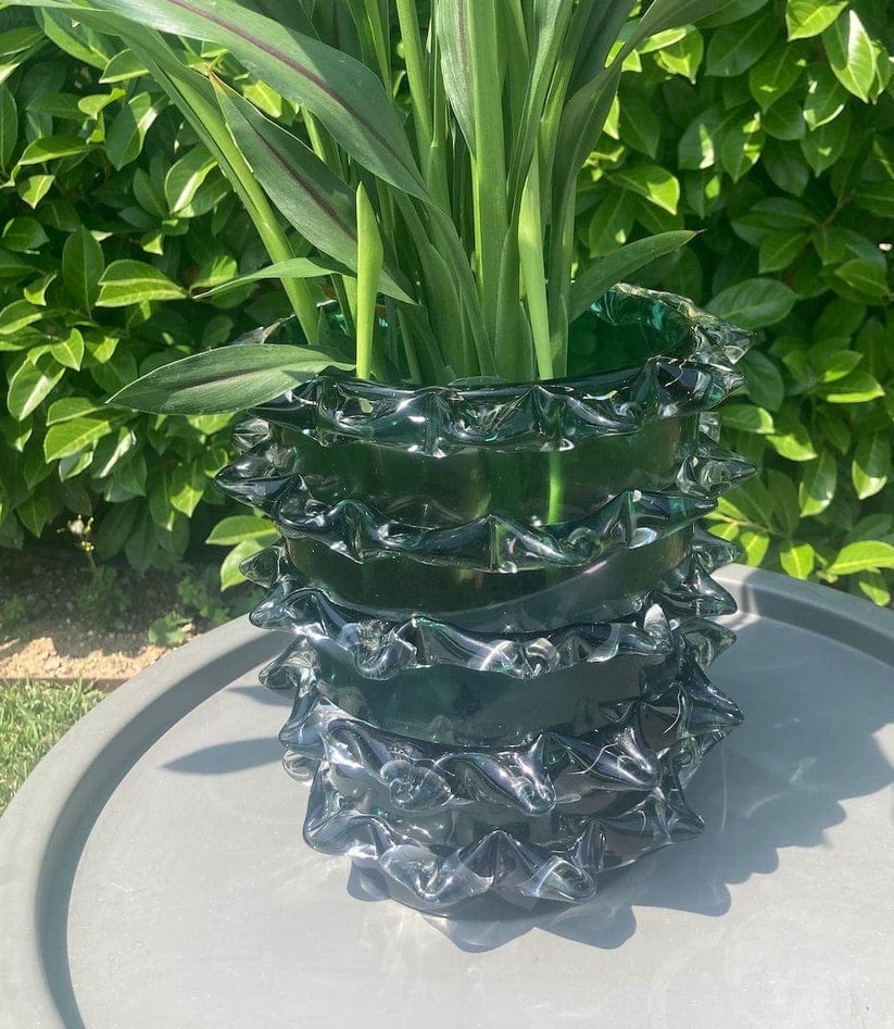 Design vase glass with crystals - height 9,05" Ø 7.87"