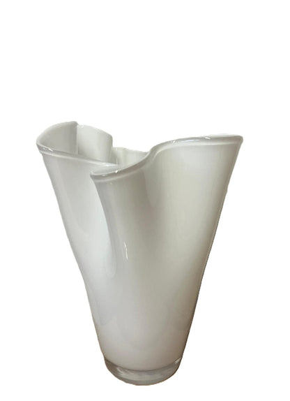 Italiving Glasvase White Blumenvase aus Glas mit Wellen H 22 cm Ø 17 cm schwarz und weiß