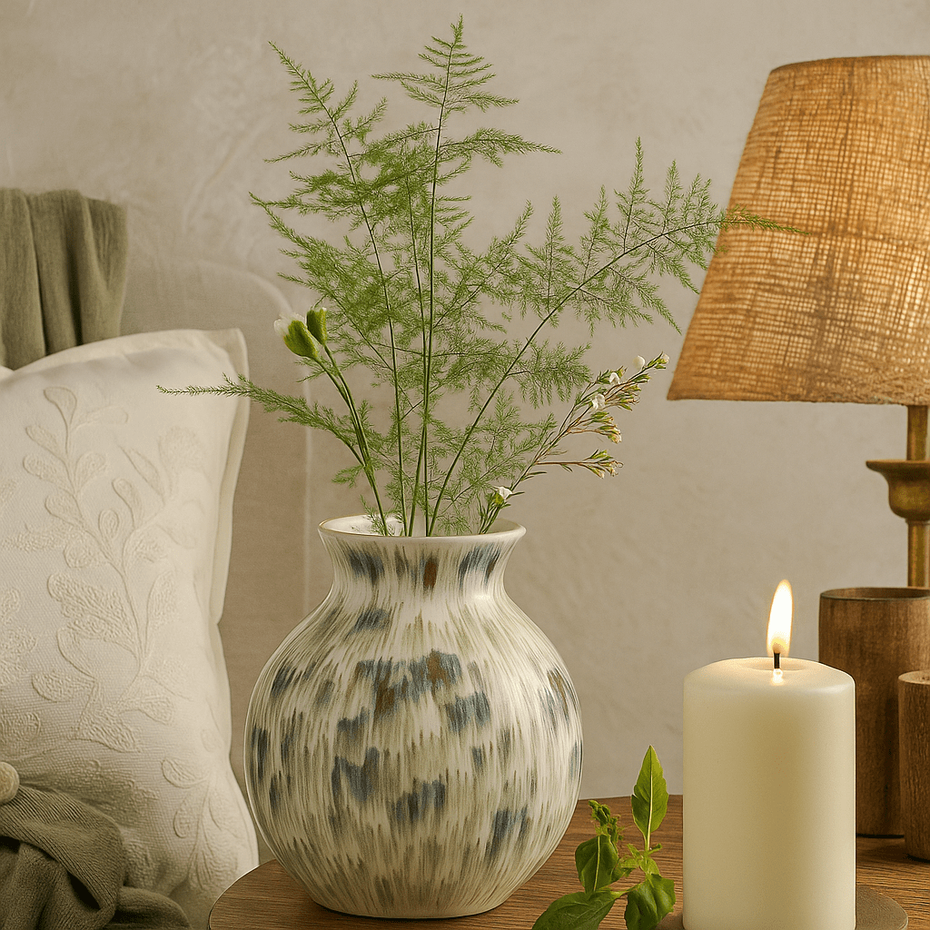 Italiving Ceramic Vase Designer vase made of painted ceramic Height 8.85 in Ø 8.07 in - Handmade