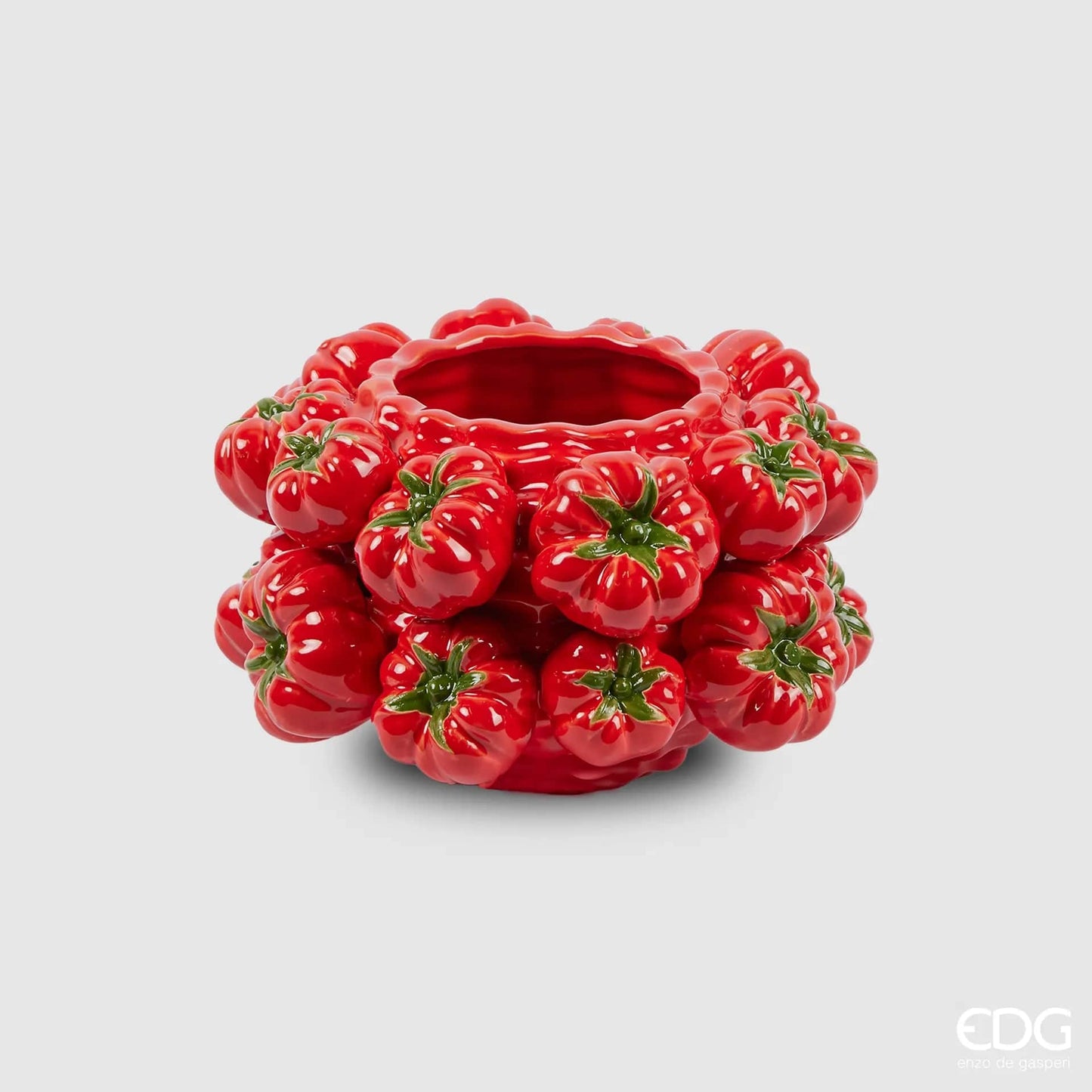 Designer vases ceramic red decorated with red tomatoes H 5.85" or H 9.6"