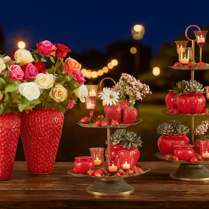 Italiving ceramic vase Ceramic strawberry vases red 3 in 1 decoration and function in one