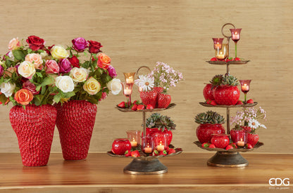 Italiving ceramic vase Ceramic strawberry vases red 3 in 1 decoration and function in one