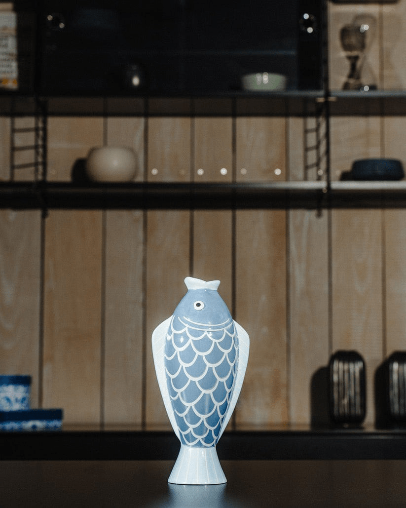 Italiving Keramikvase Keramikvase Fisch - farbenfrohe Handarbeit H 26 Ø 13/8 cm