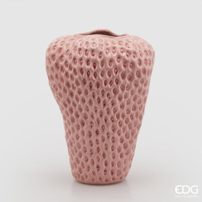 Italiving Keramikvase Rosa Erdbeervase Höhe 37 cm Ø 25 cm - Dekovase Keramik Rosa