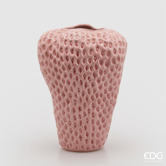 Italiving Keramikvase Rosa Erdbeervase Höhe 37 cm Ø 25 cm - Dekovase Keramik Rosa