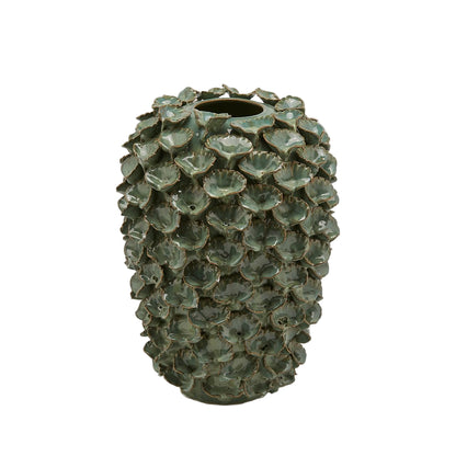 Italiving Keramikvase Vase mit Ginkgoblätter in 2 Größen - Handarbeit H 20 cm Ø 20 cm
