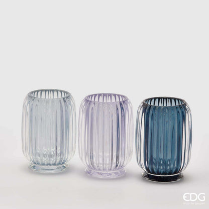 Set of 3 candle glasses for tea lights in three color combinations H4.7" Ø 3.5"