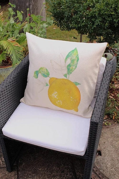 Cushion cover 19.5x19.5" cream with lemon print 100% Co Made in Italy
