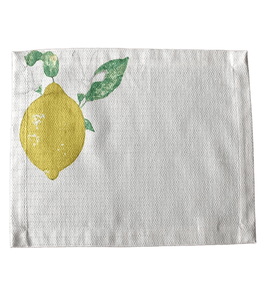 Placemat cream with lemon print - 100% Co Made in Italy