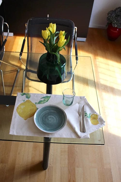 Placemat cream with lemon print - 100% Co Made in Italy