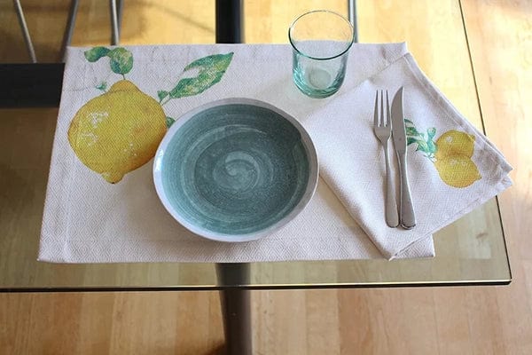 Placemat cream with lemon print - 100% Co Made in Italy