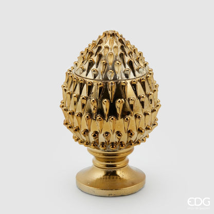 Pine cones with gold lacquer H 11" Ø 7"