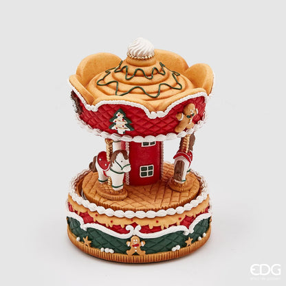 Toy carousel with music, horses and gingerbread - hand-wound