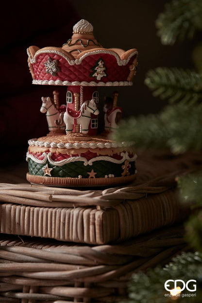 Toy carousel with music, horses and gingerbread - hand-wound