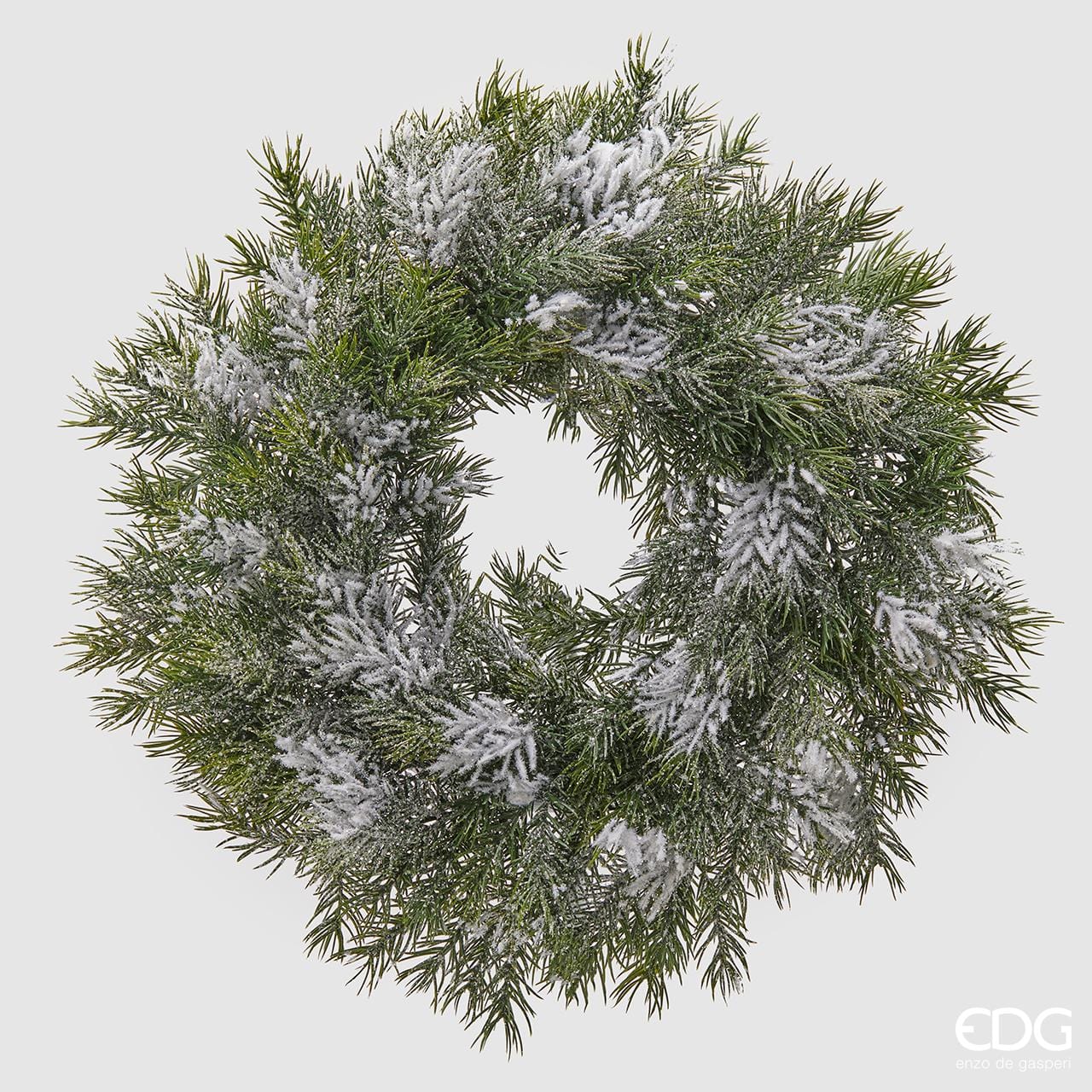Wreath made of artificial fir branches and snow Ø 15.6"