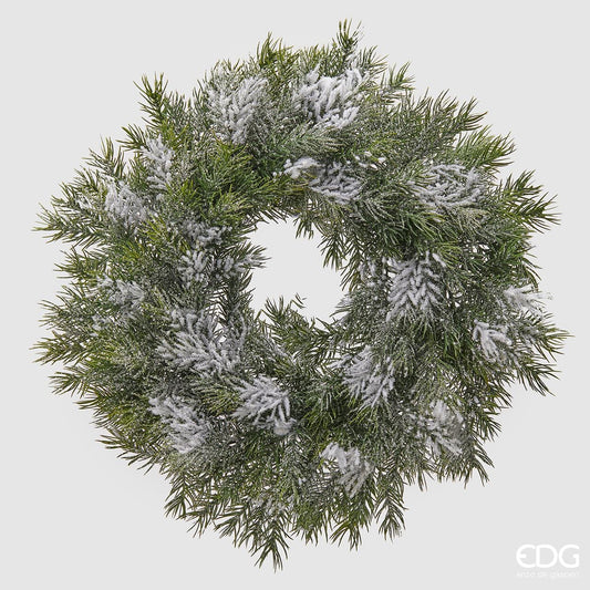 Wreath made of artificial fir branches and snow Ø 15.6"