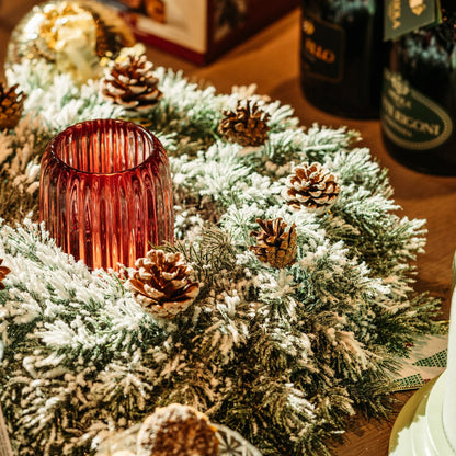 Wreath made of artificial fir branches and snow Ø 15.6"