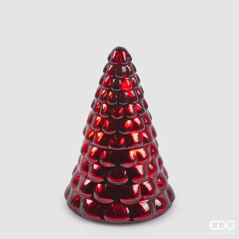 Large Christmas candle in a red glass pine H 7.4"