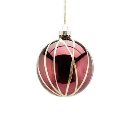 Designer bauble glas with golden stripes - glass Ø 3.1"
