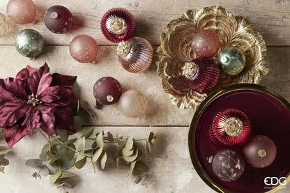 Decorative Christmas ball glass with crown in gold and red Ø 3.9"