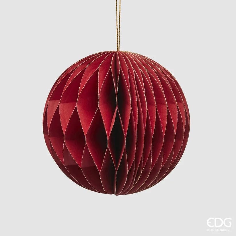 Christmas ball folded from red paper - Origami - Ø 3.9"