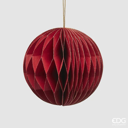 Christmas ball folded from red paper - Origami - Ø 3.9"