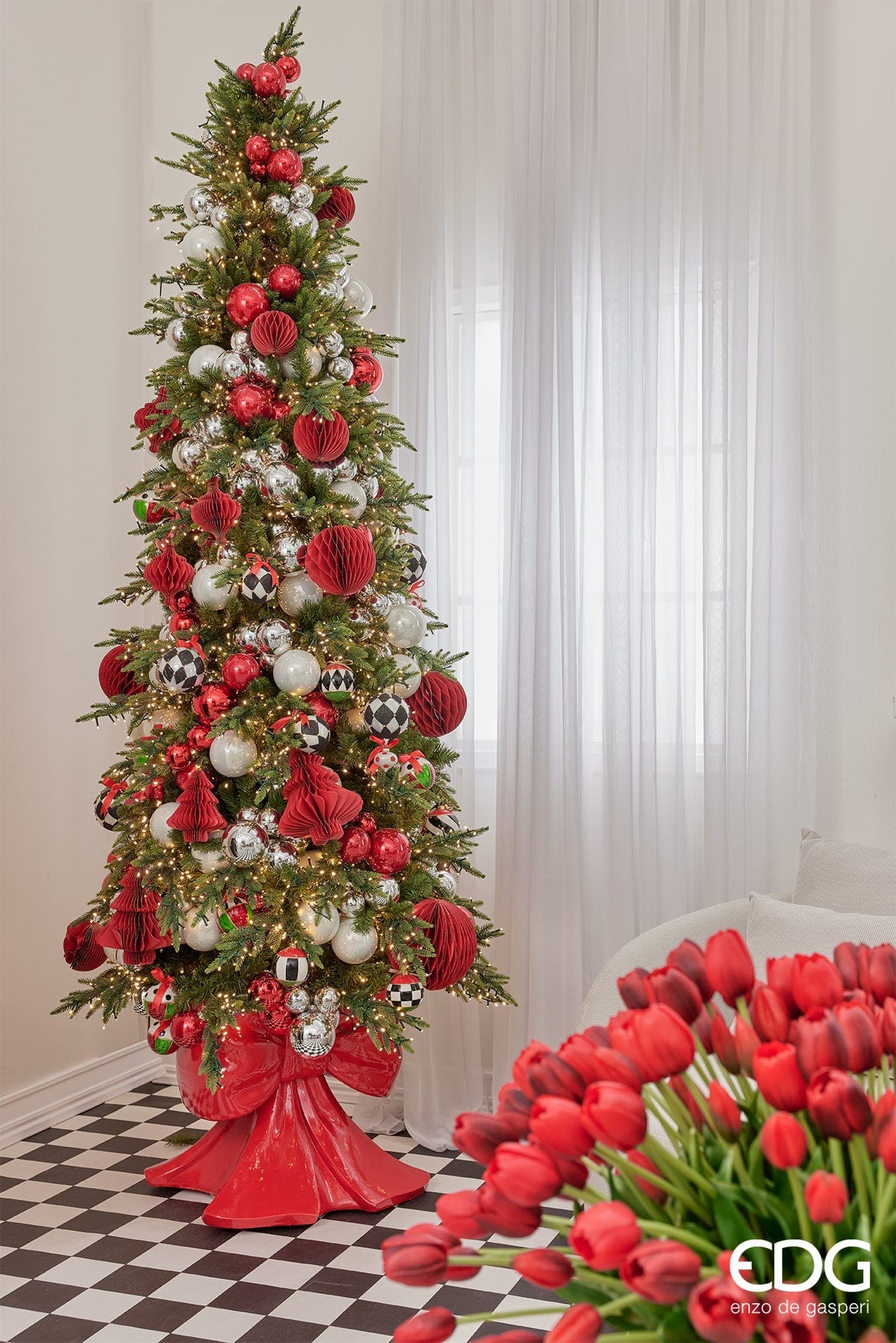 Christmas decoration Christmas tree red made of paper - Origami - Ø 8.6"